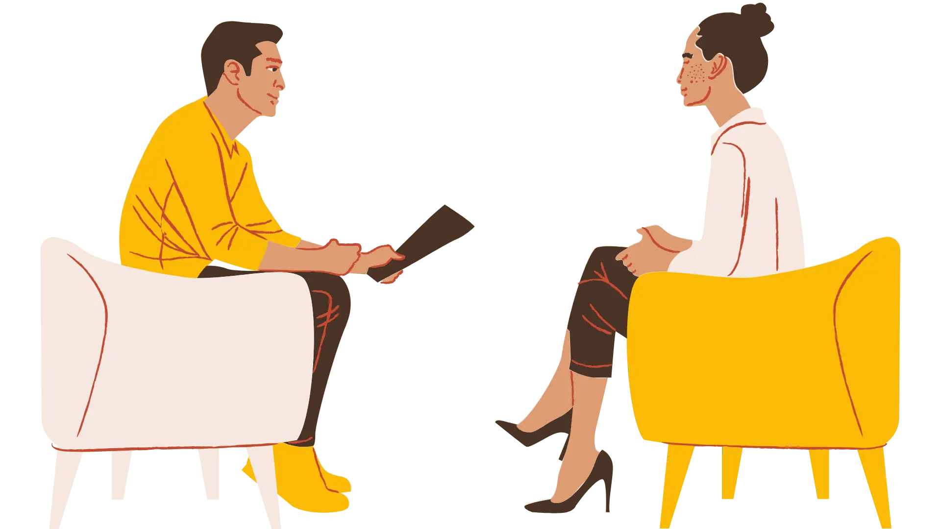 Illustration of two person talking to showcase Impact Digital Consultancy