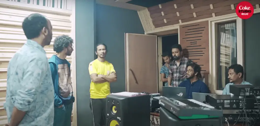 Musician Arnob giving instructions to sound directors