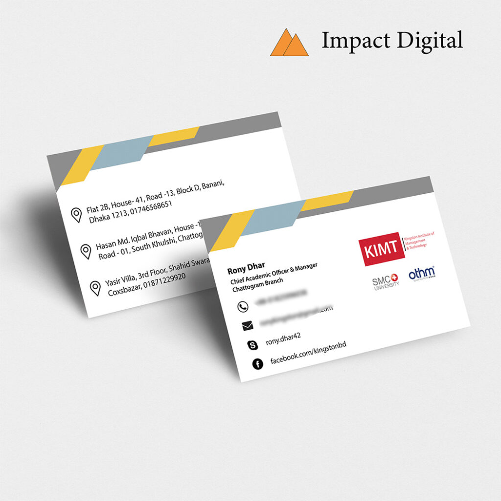 Business Card Design & Print for Educational Institute